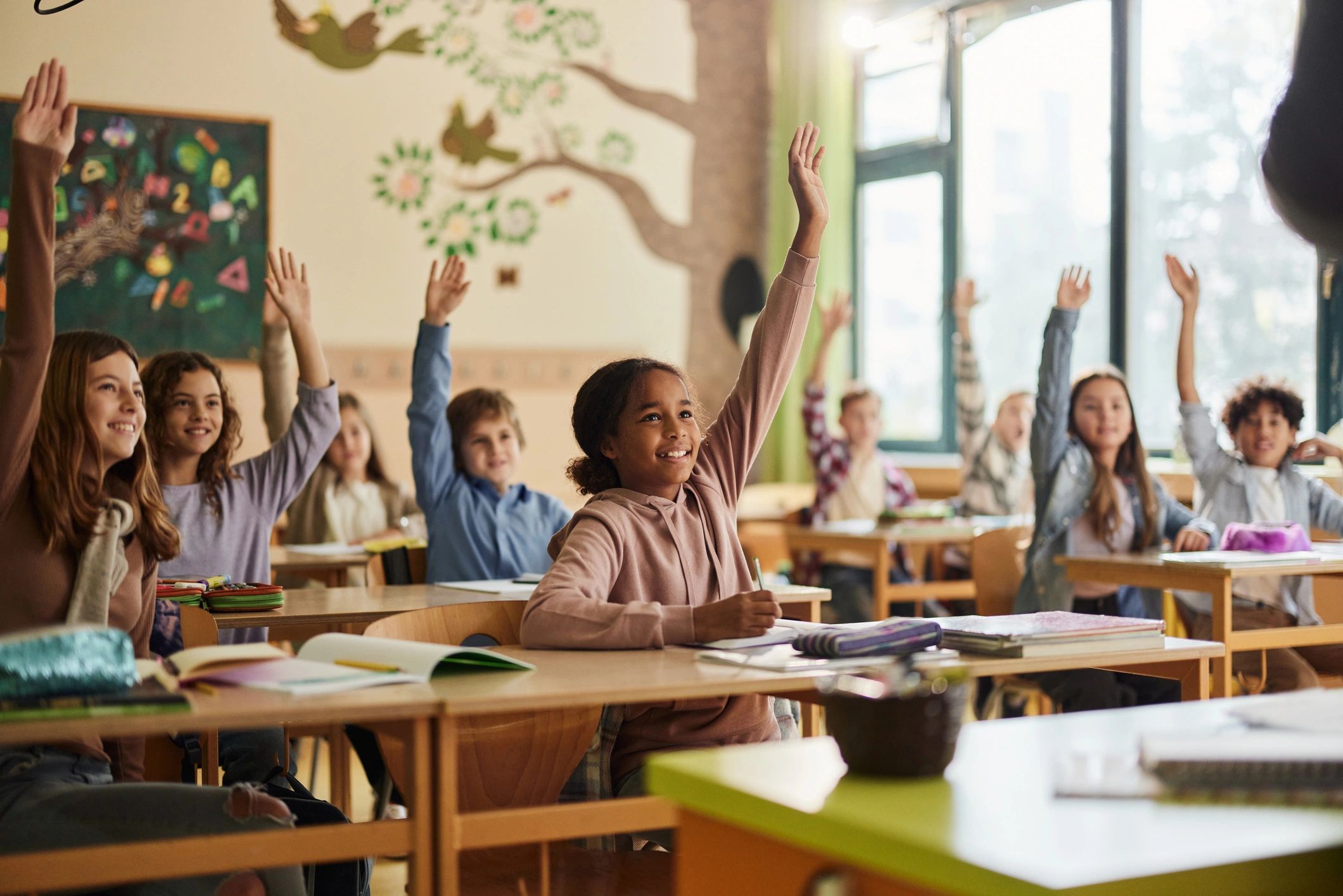 Primary school students engaged in classroom learning